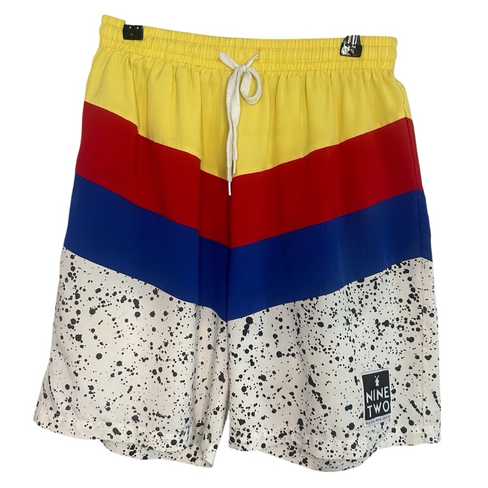 Dutch Bros MEDIUM+XL Swim Shorts Blue + Red + Yellow Polka Dot DB 1992